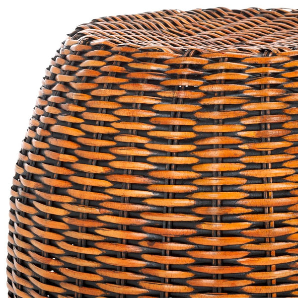 Safavieh Remi Wicker End Table – Chic Barrel Stool Design For Modern Living Spaces, Versatile Accent Piece Brown / Multi SEA8022A