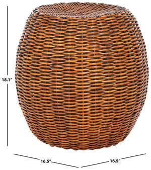 Safavieh Remi Wicker End Table – Chic Barrel Stool Design For Modern Living Spaces, Versatile Accent Piece Brown / Multi SEA8022A