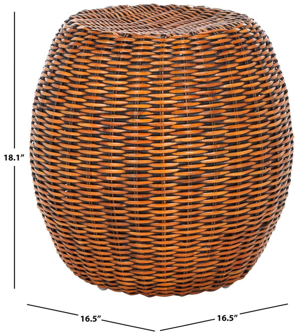 Safavieh Remi Wicker End Table – Chic Barrel Stool Design For Modern Living Spaces, Versatile Accent Piece Brown / Multi SEA8022A