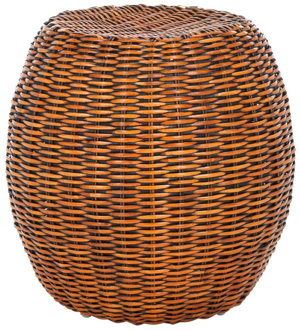 Safavieh Remi Wicker End Table – Chic Barrel Stool Design For Modern Living Spaces, Versatile Accent Piece Brown / Multi SEA8022A