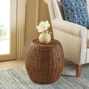 Safavieh Remi Wicker End Table – Chic Barrel Stool Design For Modern Living Spaces, Versatile Accent Piece Brown / Multi SEA8022A
