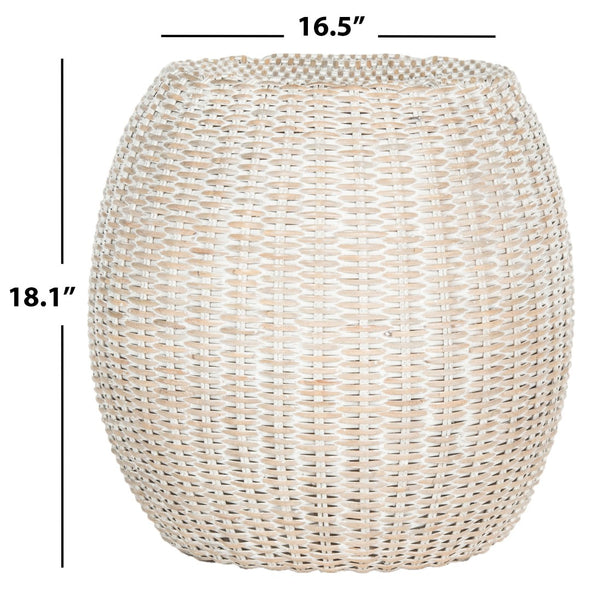 Safavieh Remi Wicker End Table – Chic Barrel Stool Design For Modern Living Spaces, Versatile Accent Piece Antique Grey SEA8022B