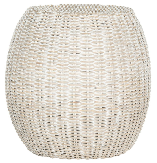 Safavieh Remi Wicker End Table – Chic Barrel Stool Design For Modern Living Spaces, Versatile Accent Piece Antique Grey SEA8022B