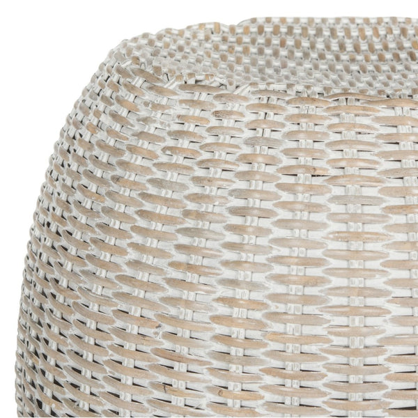 Safavieh Remi Wicker End Table – Chic Barrel Stool Design For Modern Living Spaces, Versatile Accent Piece Antique Grey SEA8022B