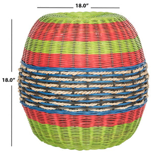 Safavieh Nikos Handwoven Wicker Barrel Stool - Vibrant Multi-Color Accent Table For Global Style & Charm SEA8025A