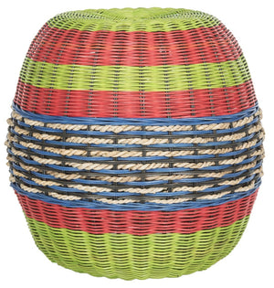 Safavieh Nikos Handwoven Wicker Barrel Stool - Vibrant Multi-Color Accent Table For Global Style & Charm SEA8025A