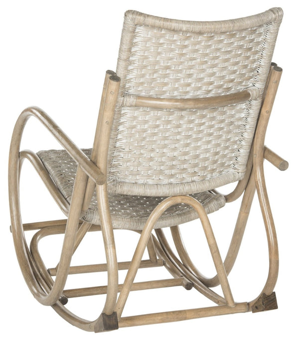 Safavieh Bali Rocking Chair - Elegant Rattan Design With Sturdy Hardwood Frame For Ultimate Comfort And Style Antique Grey SEA8035A