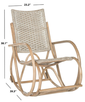 Safavieh Bali Rocking Chair - Elegant Rattan Design With Sturdy Hardwood Frame For Ultimate Comfort And Style Antique Grey SEA8035A