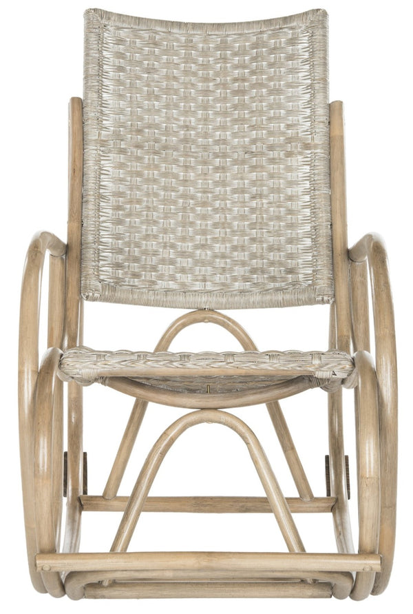 Safavieh Bali Rocking Chair - Elegant Rattan Design With Sturdy Hardwood Frame For Ultimate Comfort And Style Antique Grey SEA8035A