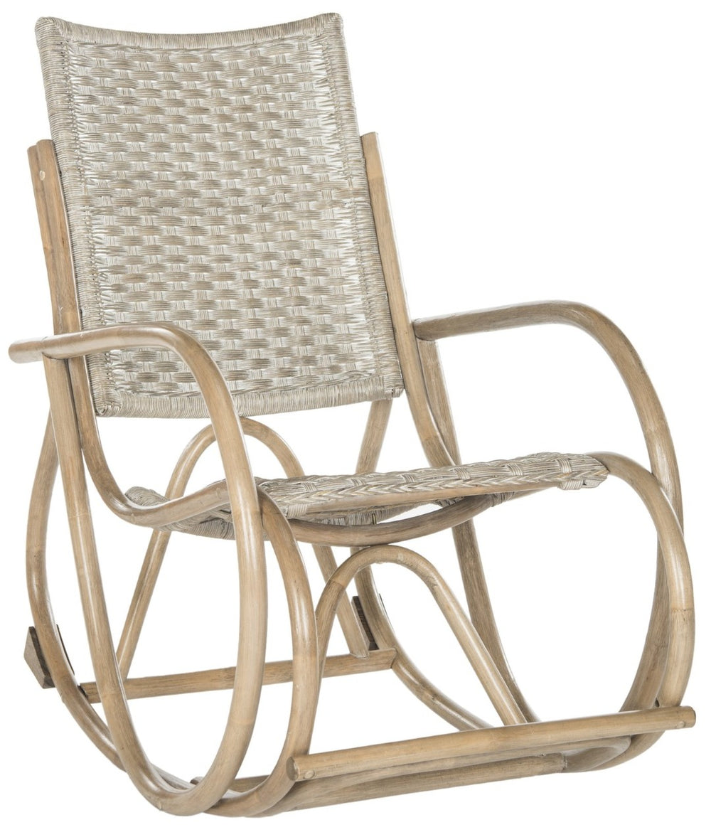 Safavieh Bali Rocking Chair - Elegant Rattan Design With Sturdy Hardwood Frame For Ultimate Comfort And Style Antique Grey SEA8035A