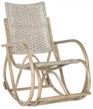 Safavieh Bali Rocking Chair - Elegant Rattan Design With Sturdy Hardwood Frame For Ultimate Comfort And Style Antique Grey SEA8035A