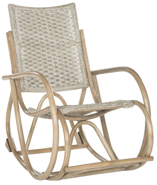 Safavieh Bali Rocking Chair - Elegant Rattan Design With Sturdy Hardwood Frame For Ultimate Comfort And Style Antique Grey SEA8035A