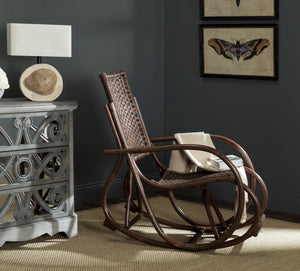 Safavieh Bali Rocking Chair - Elegant Rattan Design With Sturdy Hardwood Frame For Ultimate Comfort And Style Brown SEA8035B