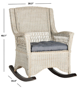 Safavieh Aria Rocking Chair - Coastal Charm With Antique Grey Rattan & Mahogany - Perfect For Sunrooms! SEA8036A