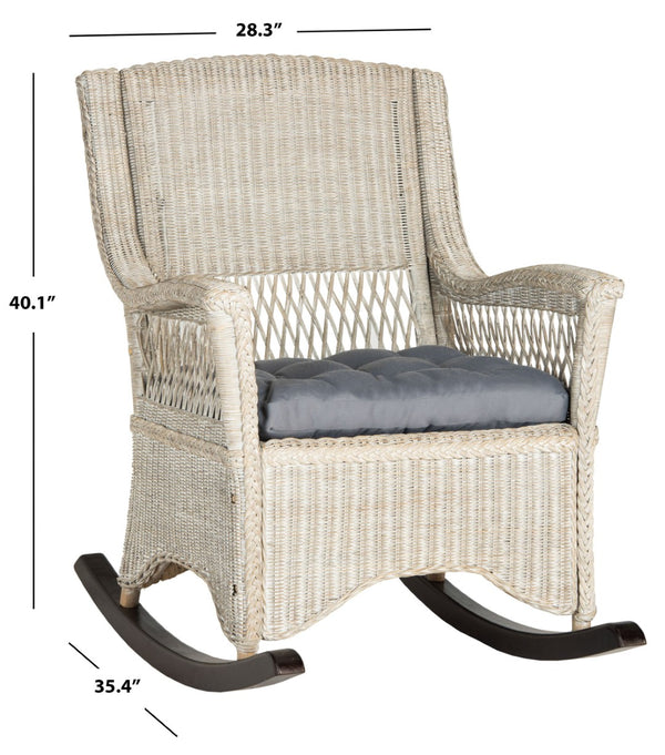 Safavieh Aria Rocking Chair - Coastal Charm With Antique Grey Rattan & Mahogany - Perfect For Sunrooms! SEA8036A