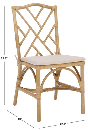 Safavieh CHADALE Rattan Dining Chair - Natural & Cream - Stylish, Comfortable, Versatile Seating for Any Space SEA8037A-SET2