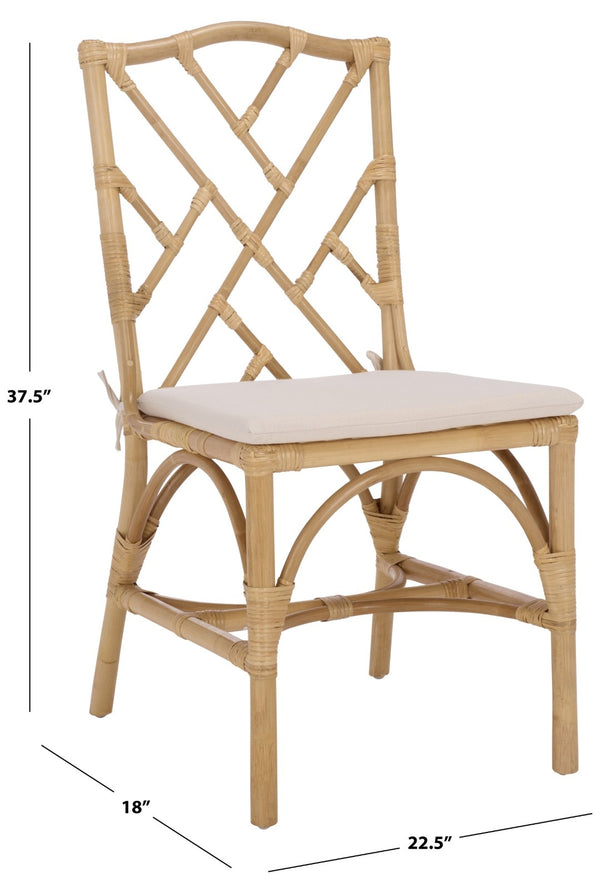 Safavieh CHADALE Rattan Dining Chair - Natural & Cream - Stylish, Comfortable, Versatile Seating for Any Space SEA8037A-SET2