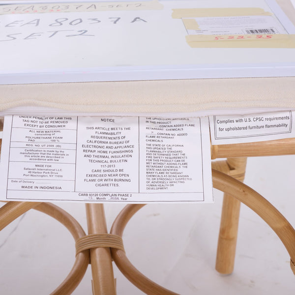 Safavieh Chadale Rattan Dining Chair - Natural & Cream Elegance For Stylish, Comfortable Dining Spaces Natural ,Cream Rattan ,Fabric ,Foam Sea8037a-set2