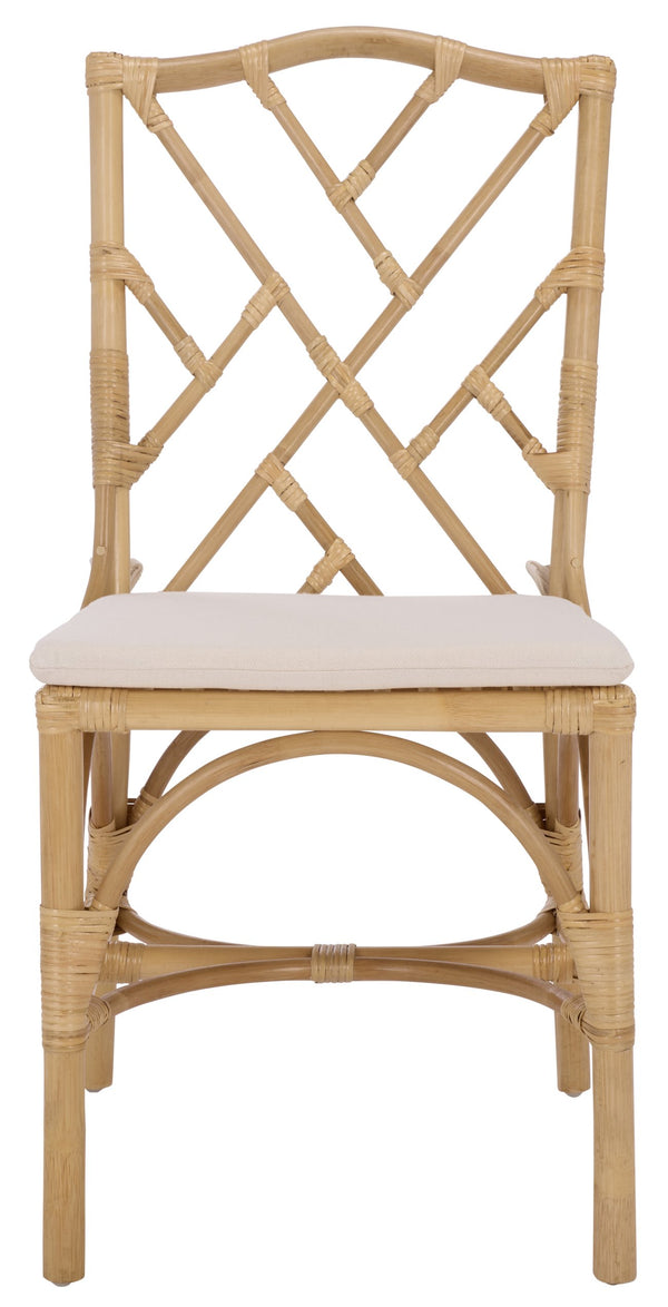 Safavieh Chadale Rattan Dining Chair - Natural & Cream Elegance For Stylish, Comfortable Dining Spaces Natural ,Cream Rattan ,Fabric ,Foam Sea8037a-set2