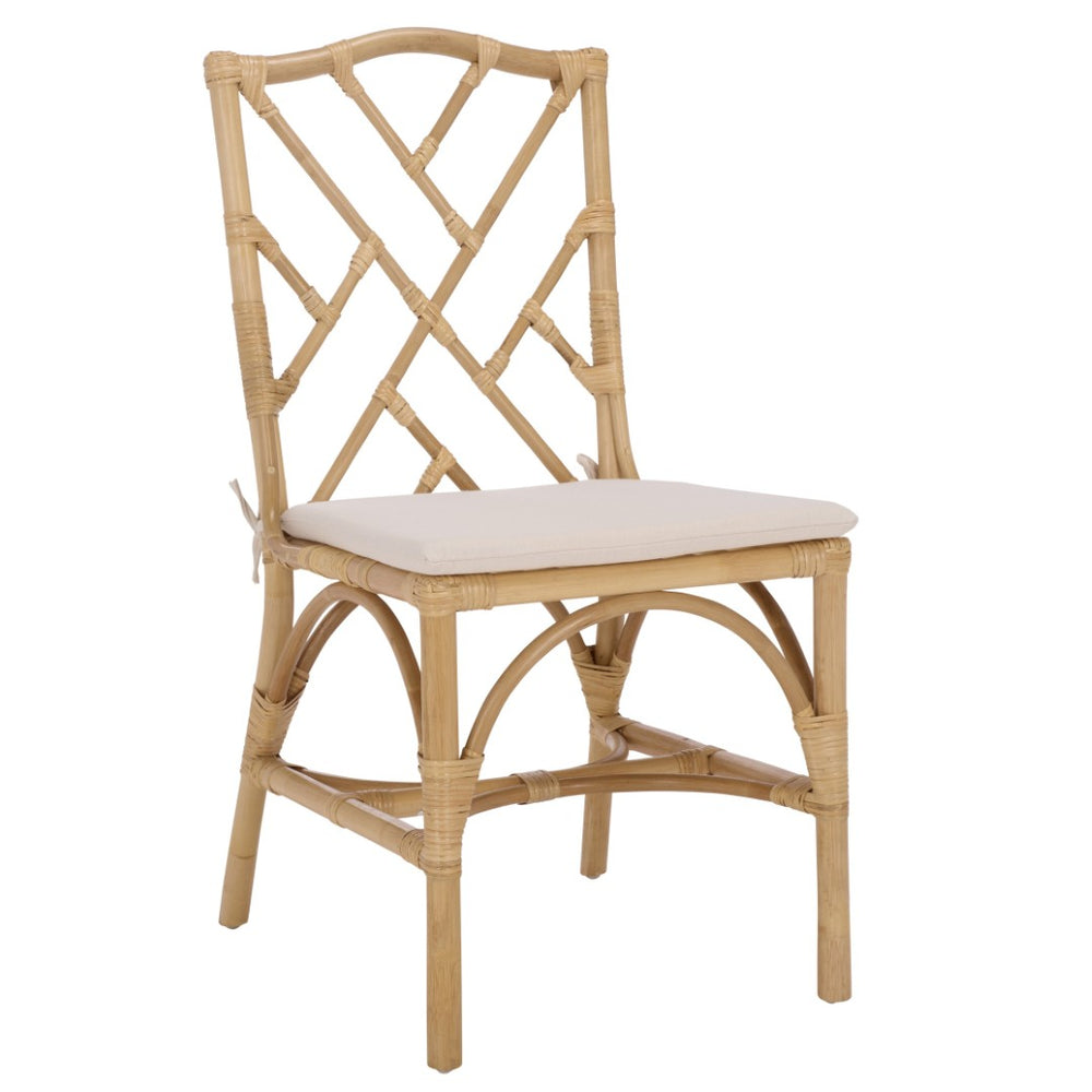 Safavieh CHADALE Rattan Dining Chair - Natural & Cream - Stylish, Comfortable, Versatile Seating for Any Space SEA8037A-SET2