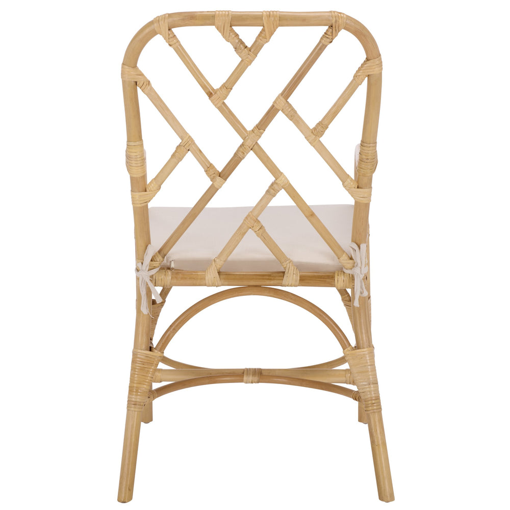 Safavieh Olala Rattan Arm Dining Chair - Natural & Cream, Elegant Comfort For Every Meal & Interior Style Natural ,Cream Rattan ,Fabric ,Foam Sea8038a
