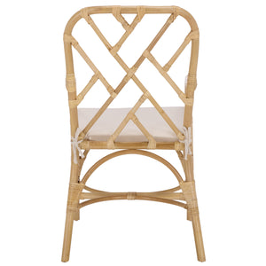 Safavieh Olala Rattan Arm Dining Chair - Natural & Cream, Elegant Comfort For Every Meal & Interior Style Natural ,Cream Rattan ,Fabric ,Foam Sea8038a