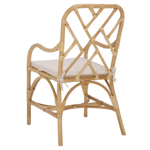 Safavieh Olala Rattan Arm Dining Chair - Natural & Cream, Elegant Comfort For Every Meal & Interior Style Natural ,Cream Rattan ,Fabric ,Foam Sea8038a