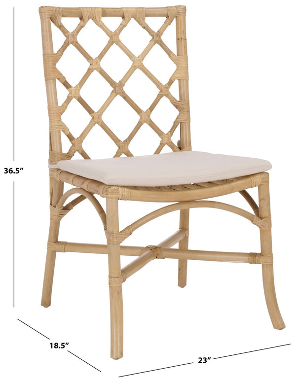 Safavieh HARU Rattan Dining Chair - Natural & Cream Upholstery for Timeless Style and Ultimate Comfort SEA8039A-SET2