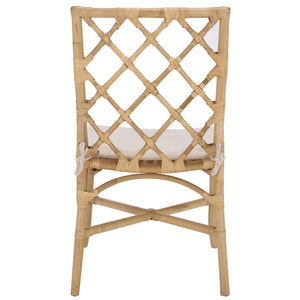 Safavieh Haru Rattan Dining Chair - Natural & Cream - Elegant Comfort For Your Dining Space Décor Natural ,Cream Rattan ,Fabric ,Foam Sea8039a-set2