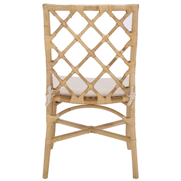 Safavieh Haru Rattan Dining Chair - Natural & Cream - Elegant Comfort For Your Dining Space Décor Natural ,Cream Rattan ,Fabric ,Foam Sea8039a-set2