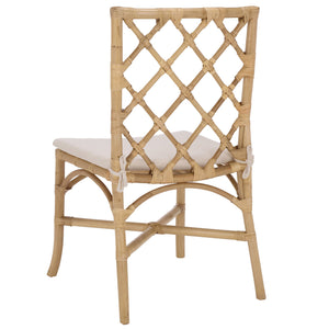 Safavieh Haru Rattan Dining Chair - Natural & Cream - Elegant Comfort For Your Dining Space Décor Natural ,Cream Rattan ,Fabric ,Foam Sea8039a-set2