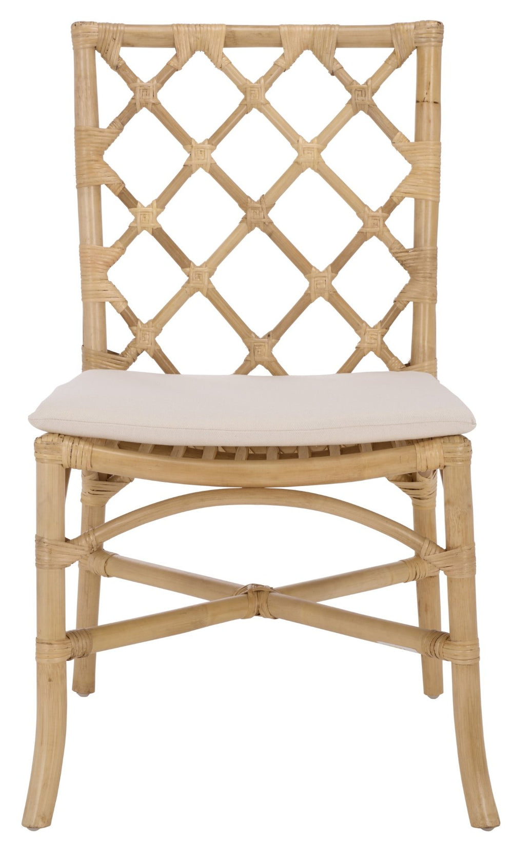 Safavieh HARU Rattan Dining Chair - Natural & Cream Upholstery for Timeless Style and Ultimate Comfort SEA8039A-SET2