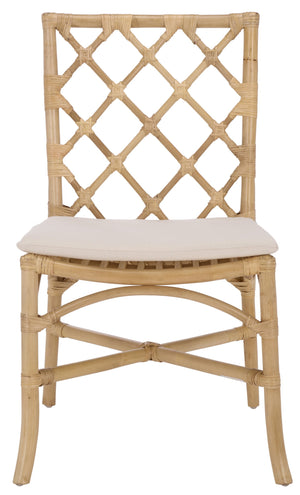 Safavieh Haru Rattan Dining Chair - Natural & Cream - Elegant Comfort For Your Dining Space Décor Natural ,Cream Rattan ,Fabric ,Foam Sea8039a-set2