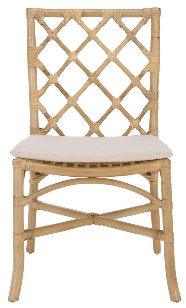 Safavieh Haru Rattan Dining Chair - Natural & Cream - Elegant Comfort For Your Dining Space Décor Natural ,Cream Rattan ,Fabric ,Foam Sea8039a-set2