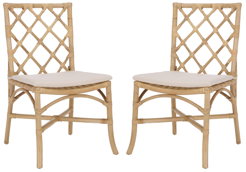 Safavieh Haru Rattan Dining Chair - Natural & Cream - Elegant Comfort For Your Dining Space Décor Natural ,Cream Rattan ,Fabric ,Foam Sea8039a-set2