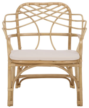 Safavieh Junie Rattan Dining Chair - Natural & Cream Elegance For Stylish Dining Spaces, Comfort & Charm Natural ,Cream Rattan ,Fabric ,Foam Sea8040a