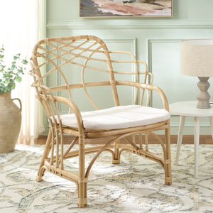 Safavieh Junie Rattan Dining Chair - Natural & Cream Elegance For Stylish Dining Spaces, Comfort & Charm Natural ,Cream Rattan ,Fabric ,Foam Sea8040a