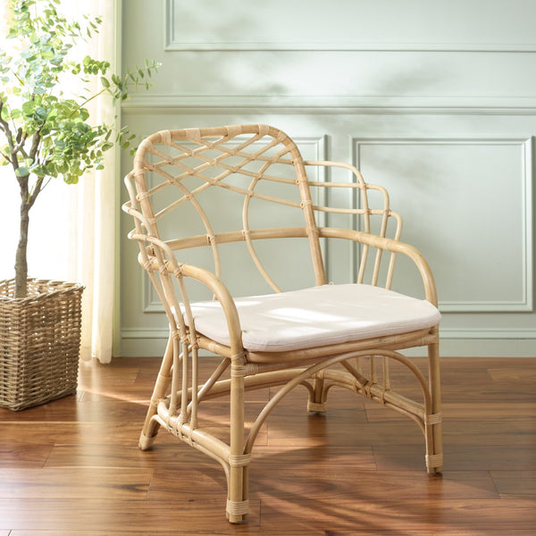 Safavieh Junie Rattan Dining Chair - Natural & Cream Elegance For Stylish Dining Spaces, Comfort & Charm Natural ,Cream Rattan ,Fabric ,Foam Sea8040a