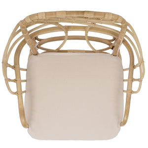 Safavieh JUNIE Rattan Dining Chair - Natural Frame & Cream Cushion for Elegant Dining & Versatile Decor SEA8040A