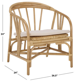 Safavieh BILLIE Rattan Dining Chair - Natural & Cream - Stylish Comfort for Modern or Coastal Interiors SEA8041A
