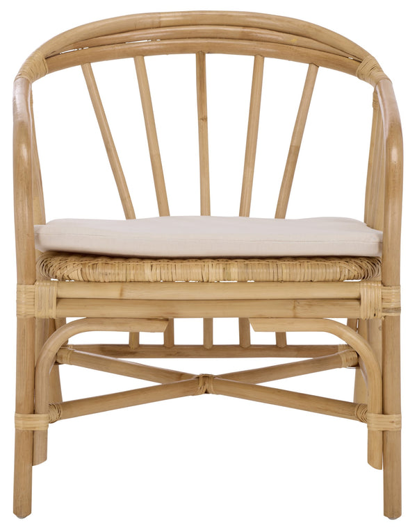 Safavieh Billie Rattan Dining Chair - Natural & Cream Elegant Comfort For Stylish Dining Spaces And Homes Natural ,Cream Rattan ,Fabric ,Foam Sea8041a