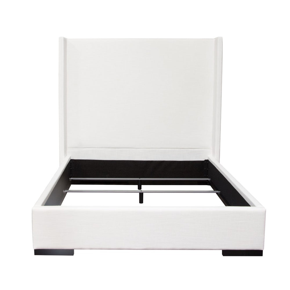 Diamond Sofa Seattle Vintage Wing Eastern King Bed In Elegant White Linen - Handcrafted By White Linen Seattlewhekbed