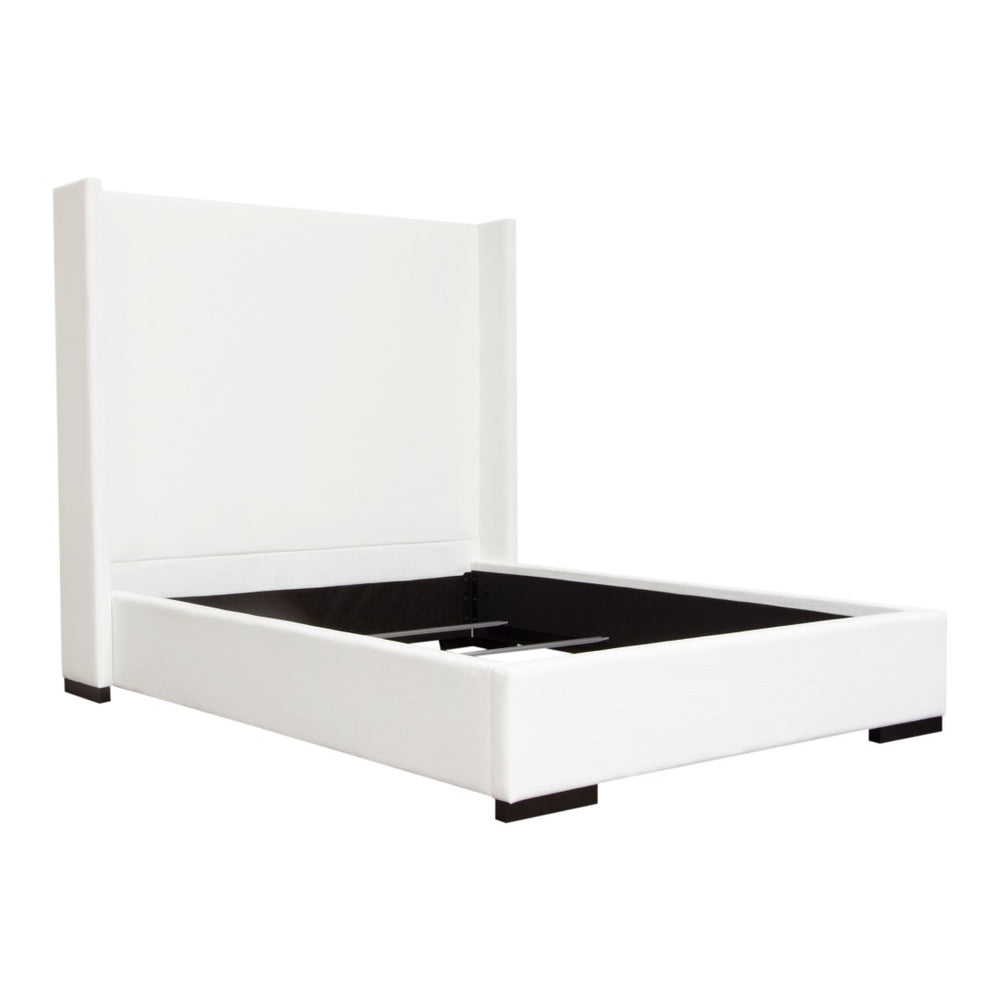 Diamond Sofa Seattle Vintage Wing Eastern King Bed In Elegant White Linen - Handcrafted By White Linen Seattlewhekbed