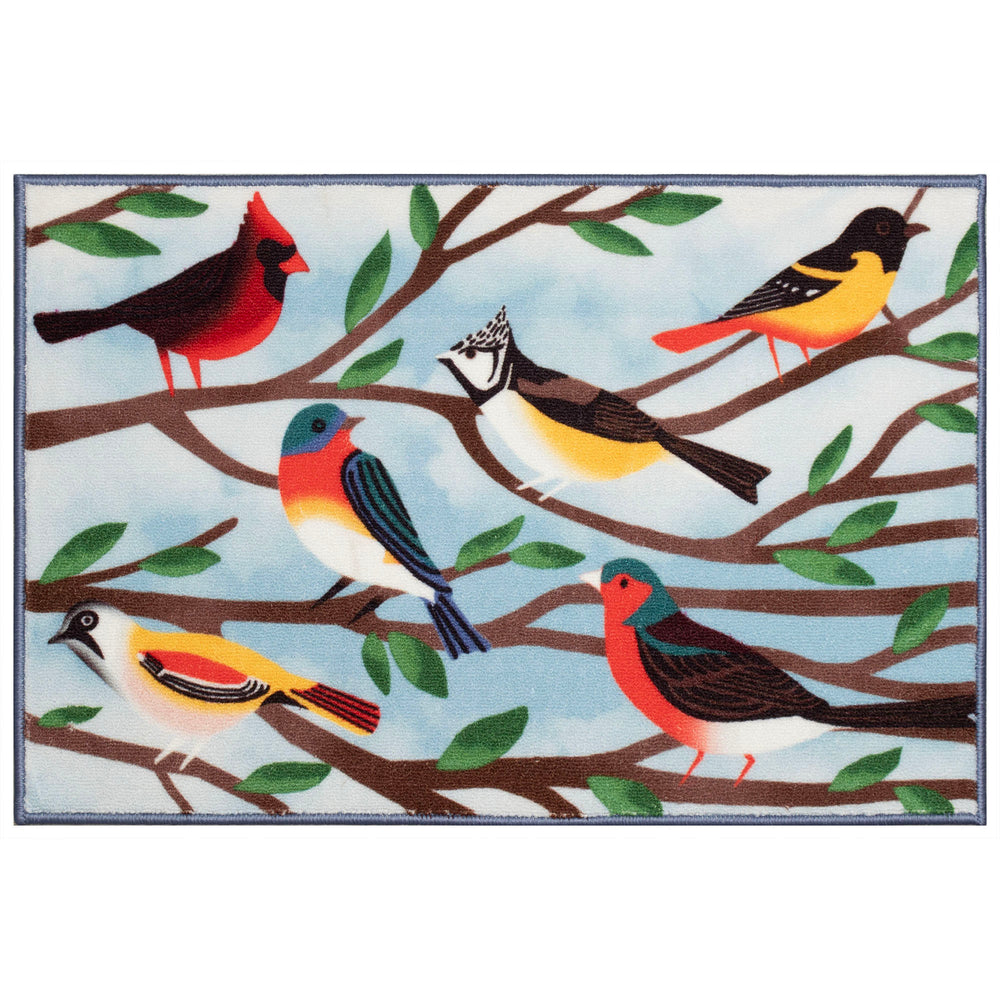 Trans Ocean Liora Manne Siena Birds And Branches Indoor Mat - Colorful Garden Scene With Non-slip Design Blue Nylon Sei34513303