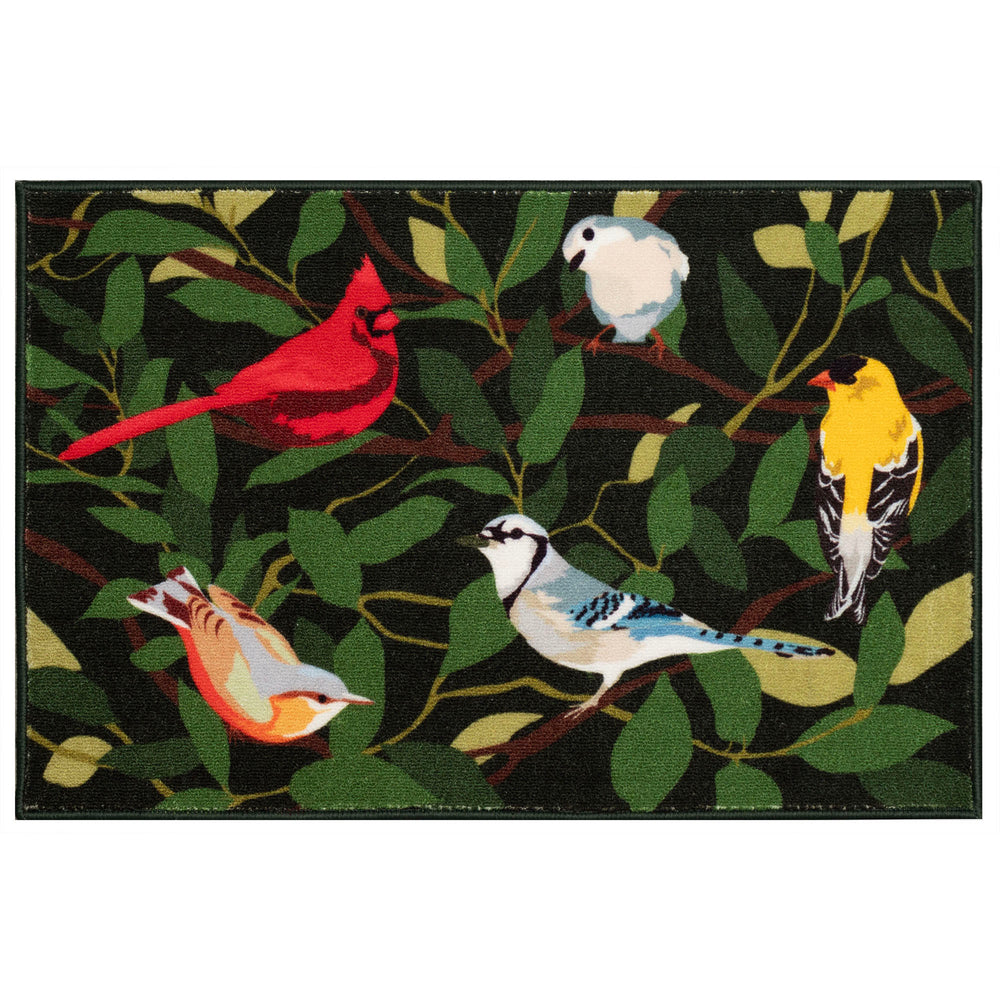 Trans Ocean Liora Manne Siena Aviary Indoor Mat - Colorful Songbirds On A Vibrant Botanical Background Delight Green Nylon Sei34513506