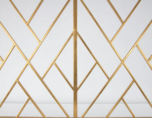Zeugma Selina Geometric Firescreen - Handcrafted Metal Frame For Elegant Hearth Decor And Dramatic Appeal Gold Leaf Metal Selina Gold