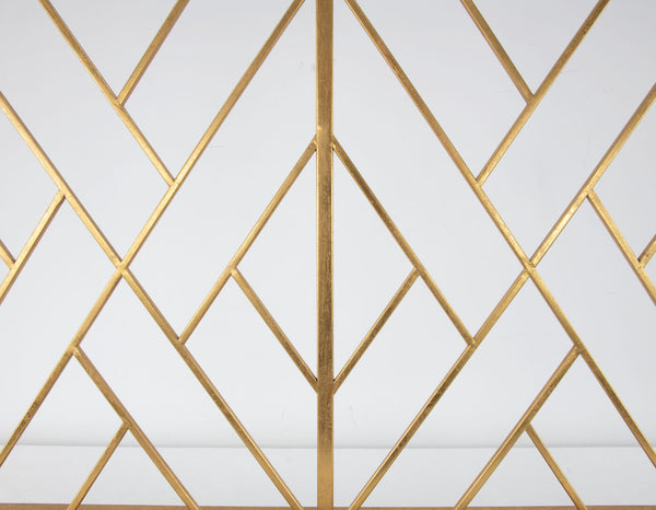 Zeugma Selina Geometric Firescreen - Handcrafted Metal Frame For Elegant Hearth Decor And Dramatic Appeal Gold Leaf Metal Selina Gold