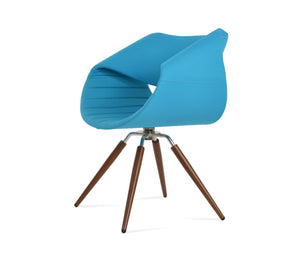 Soho Concept Seminyak Stylish Swivel Armchair Dining Chair - Premium Boucle, Velvet & Nubuck Fabrics, 10-year Warranty Walnut,Chrome,Turquoise Swivel. Solid Metal Top Part Connected To Four Tubular Legs Soho-concept-dining-chair-05771