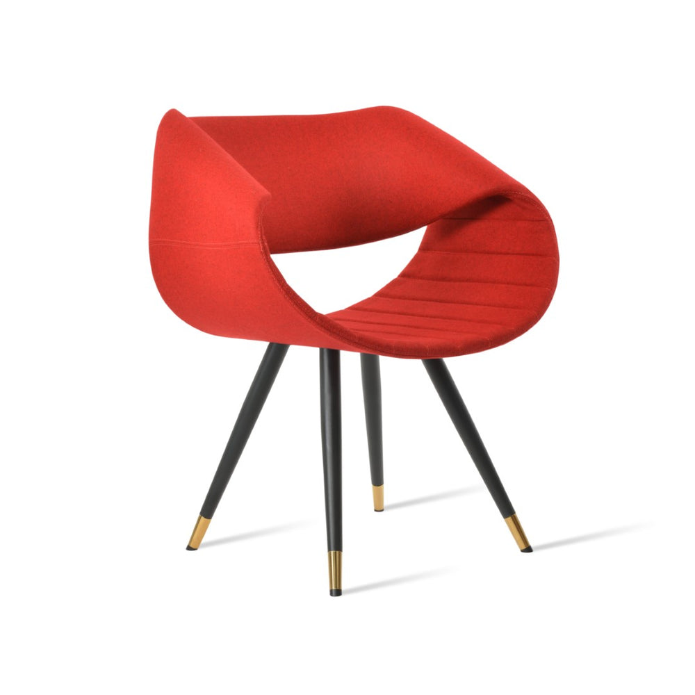 Soho Concept Seminyak Star Armchair - Luxurious Wool Fabric Chair With Steel Base & 10-year Guarantee, Modern Design Black,Brass,Red  Soho-concept-dining-chair-05752