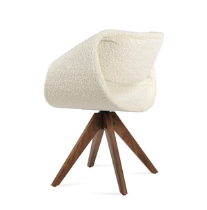 Soho Concept Patara Pyramid Swivel Dining Chair In Premium Camira Wool – 10-year Guarantee, Stylish & Durable Walnut,White  Soho-concept-dining-chair-05758